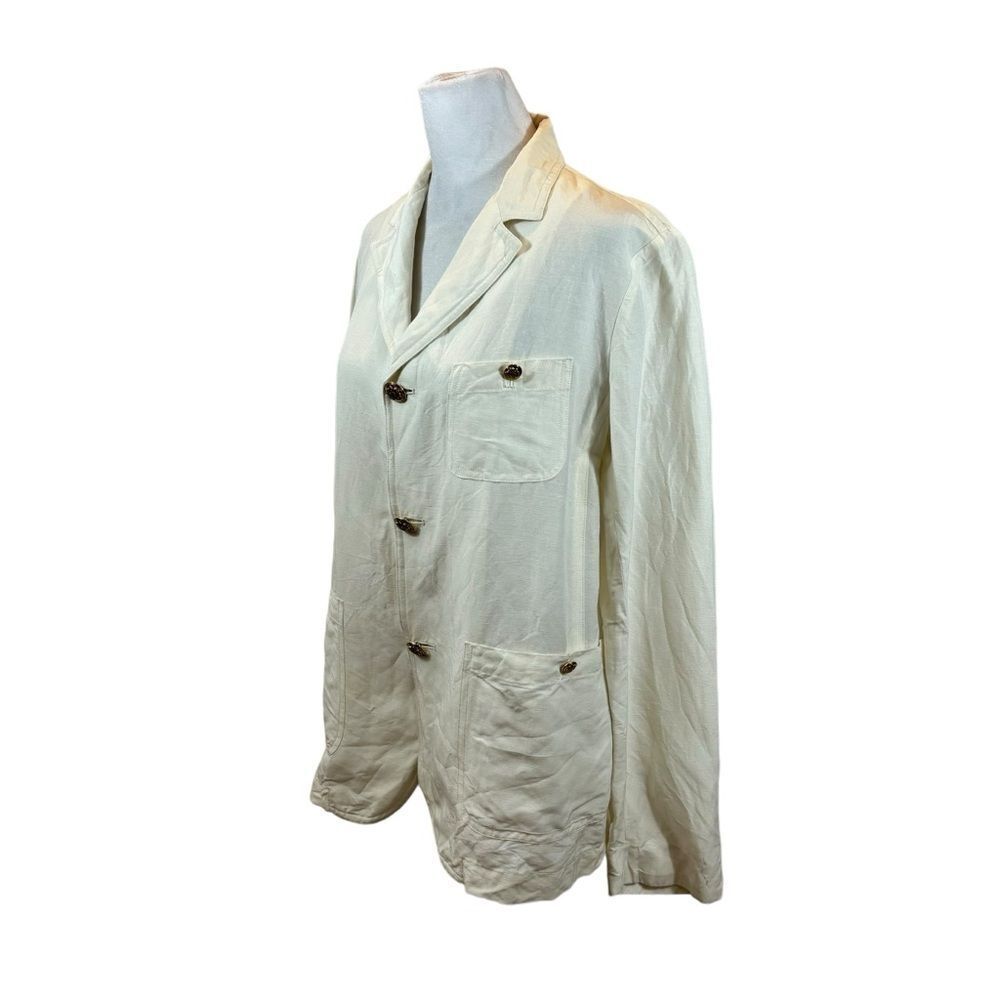 Ladies Ralph‎ Lauren Purple Label Silk and Linen Blend White Blazer Size 10